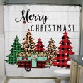 thumbnail image 4 of Farmhouse Christmas Shower Curtain, RV in Buffalo Plaid Check Pine Trees On Rustic Wood Bathroom Accessory, Merry Christmas Holiday Bath Curtain Set, 4 of 4