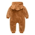 thumbnail image 4 of Godderr 6M-3Y Toddler Newborn Baby Rompers Ear Hooded Jumpsuit Ears Fleece Jumpsuit Outwear Long Sleeve Zipper Winter Coat Outfits for Baby Girls Jumpsuit, 4 of 5