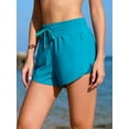 thumbnail image 5 of Swim Shorts for Women 2-in-1 High Waisted Drawstring Side Split Bathing Suit Trunks with Zipped Pockets, 5 of 7