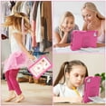 thumbnail image 5 of Kids Case for Samsung Galaxy Tab A9+ Plus 11 Inch SM-X210 X216 X218, Silicone Rotating Kickstand Handle Shockproof Bumper Lightweight Kids Friendly Case Cover for Girls Boys, Rose, 5 of 6