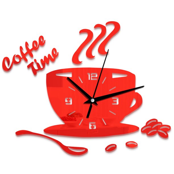 Dial Acrílico Guartz Reloj De Pared De Taza De Café De Taza De Café Sin Tictac Dormitorio De La Oficina De La Sala De Estar 1111Fourone JJ22703
