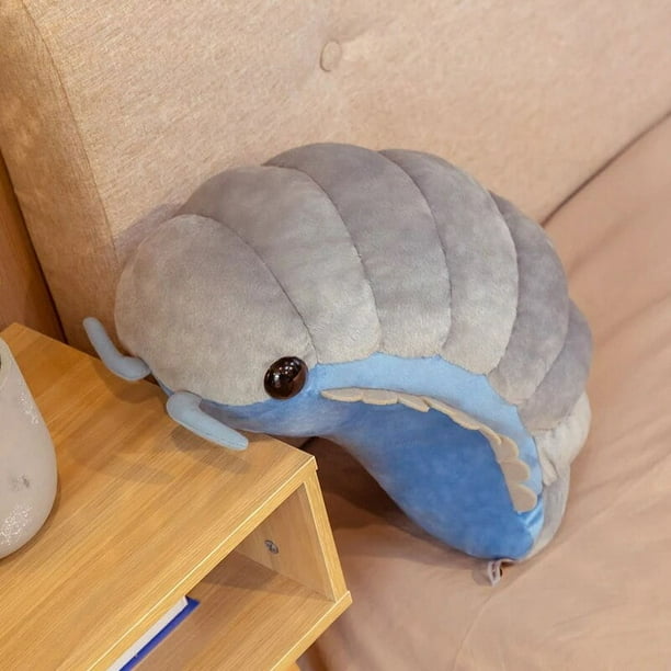 Juguete de peluche de gusano de marea gris de simulacion almohada de piojo de madera azul Kawaii muneco suave regalo de Navidad para nina 30 50cm