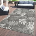 thumbnail image 4 of Contemporary Floral Leaves Indoor/Outdoor Flatweave Waterproof Backyard Patio Gray 7'10"x10' Area Rug, 4 of 13