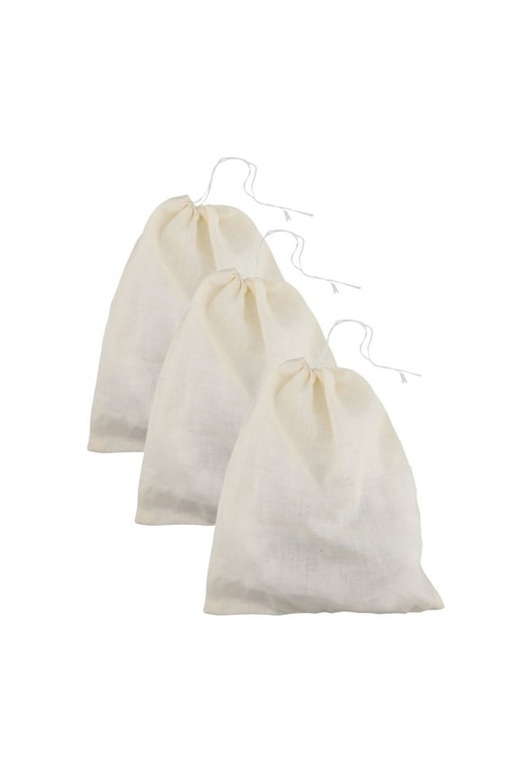 3 Pcs Muslin Cotton Drawstring Bags Canvas Linen Sachet Bag Natural Cotton Bags with Drawstring Produce Bag Reusable Empty Gift Pouch for Party Home Supplies, 9.84x7.87 Inch, Beige