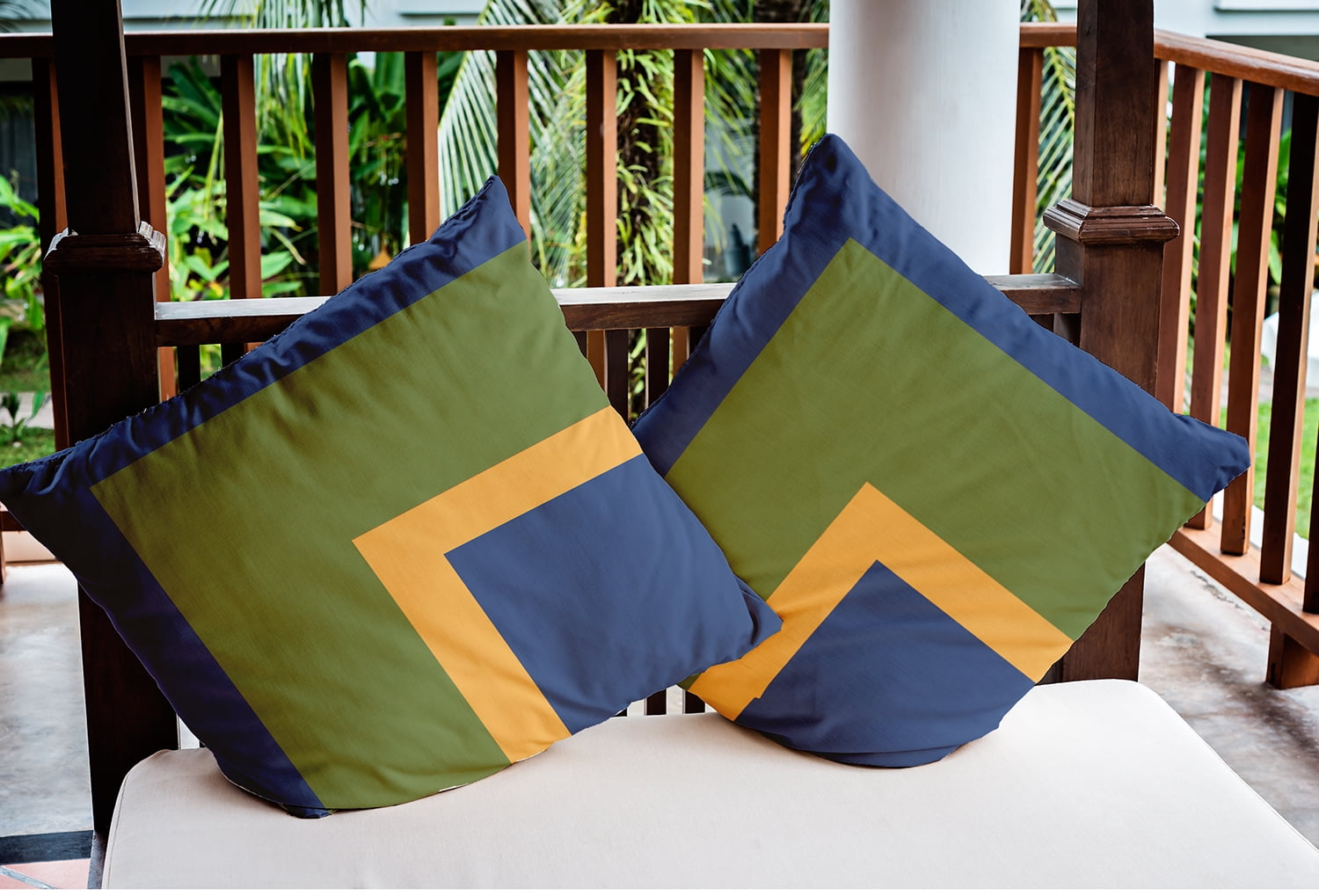 20" x 20" Simply Daisy Bold Blocks Indoor/Outdoor Pillow, Nautical Navy Qty 1