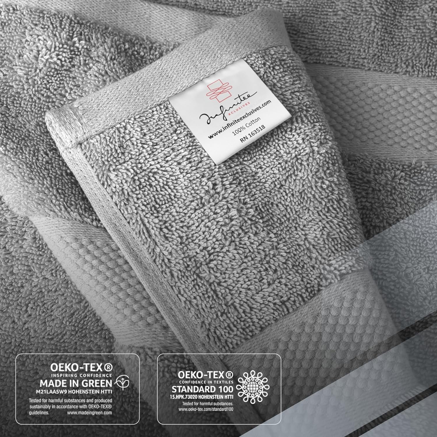 Infinitee Xclusives Premium Light Gray Bath Towels - Pack of 4 - 27 x 54 inches