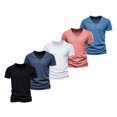thumbnail image 1 of Camiseta de manga corta AIOPESON 5 piezas marca hombres Casual Color sólido Slim Fit cuello en V 100% algodón AIOPESON Mangas cortas de algodón con cuello en V., 1 of 6
