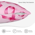 thumbnail image 5 of Bingfone Breast Cancer Ribbons Awareness Linen Throw Pillow Covers Cushion Case Pocket Button Vintage Farmhouse Pillowcase for Sofa Couch Bed 16"x16", 5 of 9