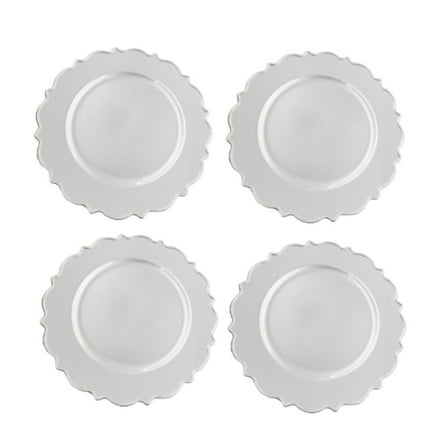 BYOBA Silver Plates Set of 4 | Durable Everyday Dinner Plates for Home, Kitchen & Parties | Elegant Reusable Tableware for Family Meals, Serving, and Entertaining Guests