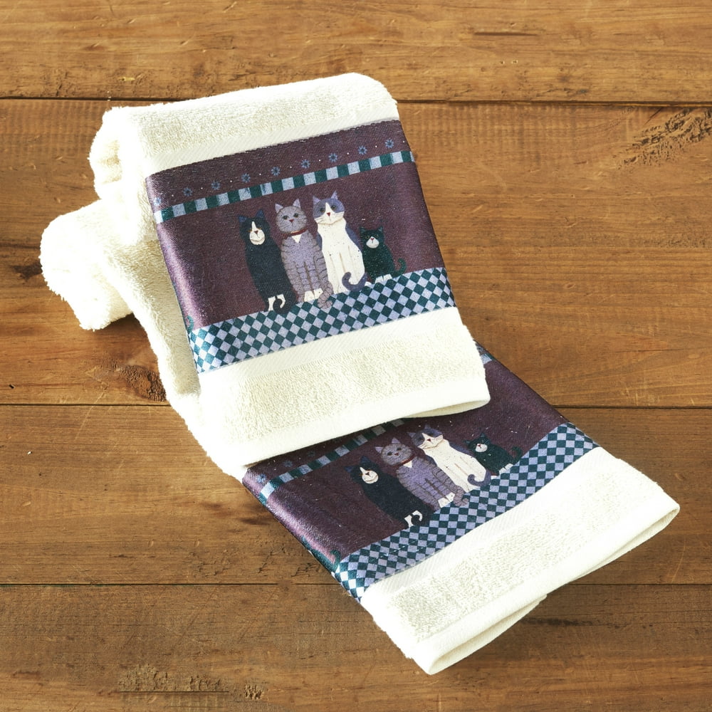 Country Cats Hand Towels for the Bathroom or Kitchen Set of 2