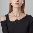 thumbnail image 3 of Collar de madera con doble círculo, estilo bohemio vintage, con estilo artístico, para mujer, colgante largo de madera circular para suéter, joyería elegante., 3 of 7