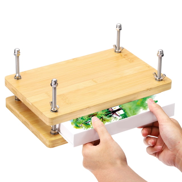 Wooden Book Press, 11.5x7.9Inch Portable Bamboo Book Press Bookbinding Machine Tool Kit One Layer, Wood