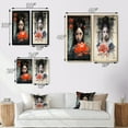 thumbnail image 4 of Designart "Vintage Oriental Beauty with Lotus Flower II" Japon Woman Framed Wall Art Set Of 2 - Glam Red Framed Wall Art Set Of 2, 4 of 6