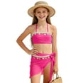 thumbnail image 2 of Bosanter Girls Swimsuit 3 Piece Bikini Bathing Suit Solid Cover Ups Beach Skirt Swimsuit Set Cute Bikini Swimwear, Hot Pink 11-12Y, 2 of 9