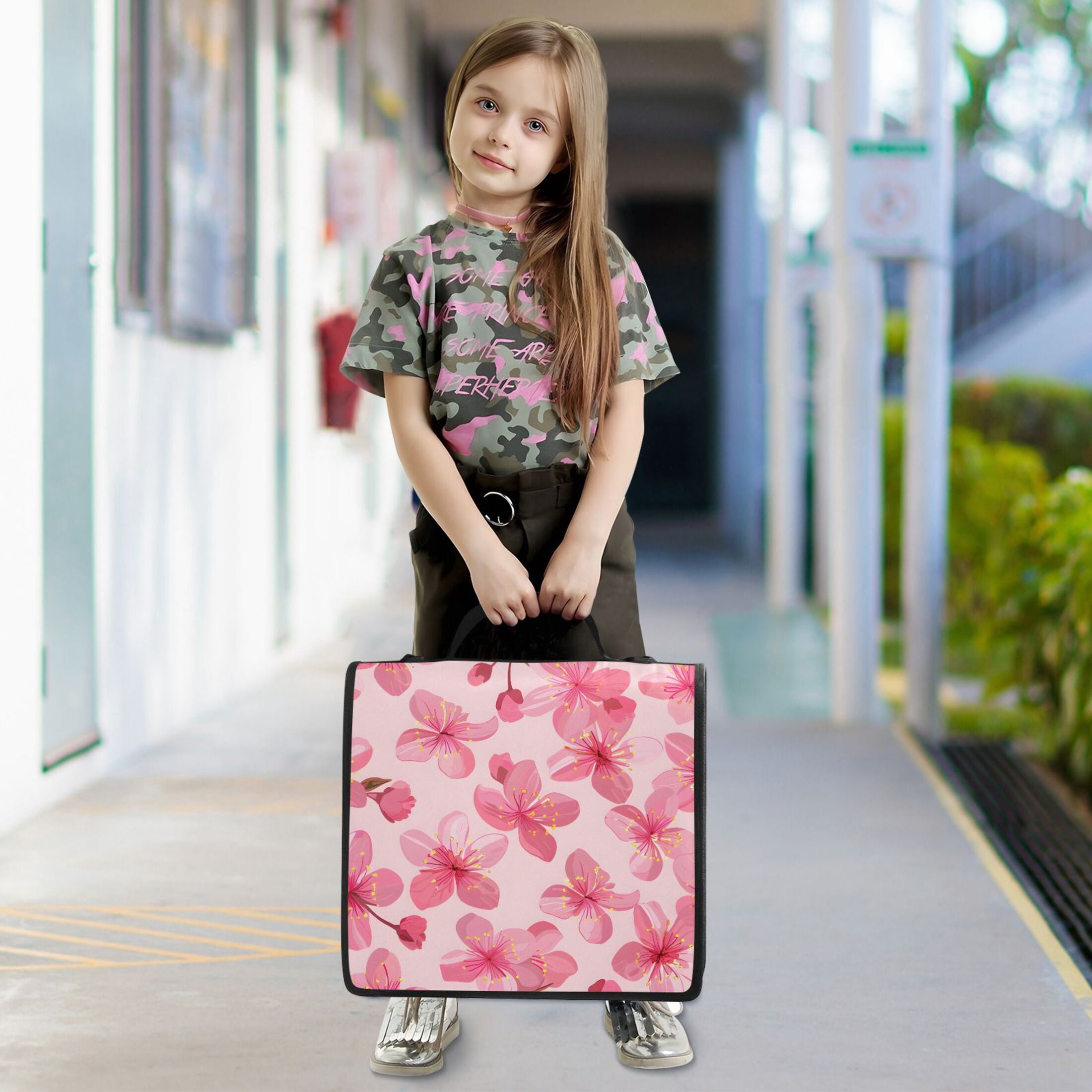 ALAZA Zipper Binder Pink Cherry Blossoms Flower 3 Ring Trapper Keeper File Folder Organizer Bag