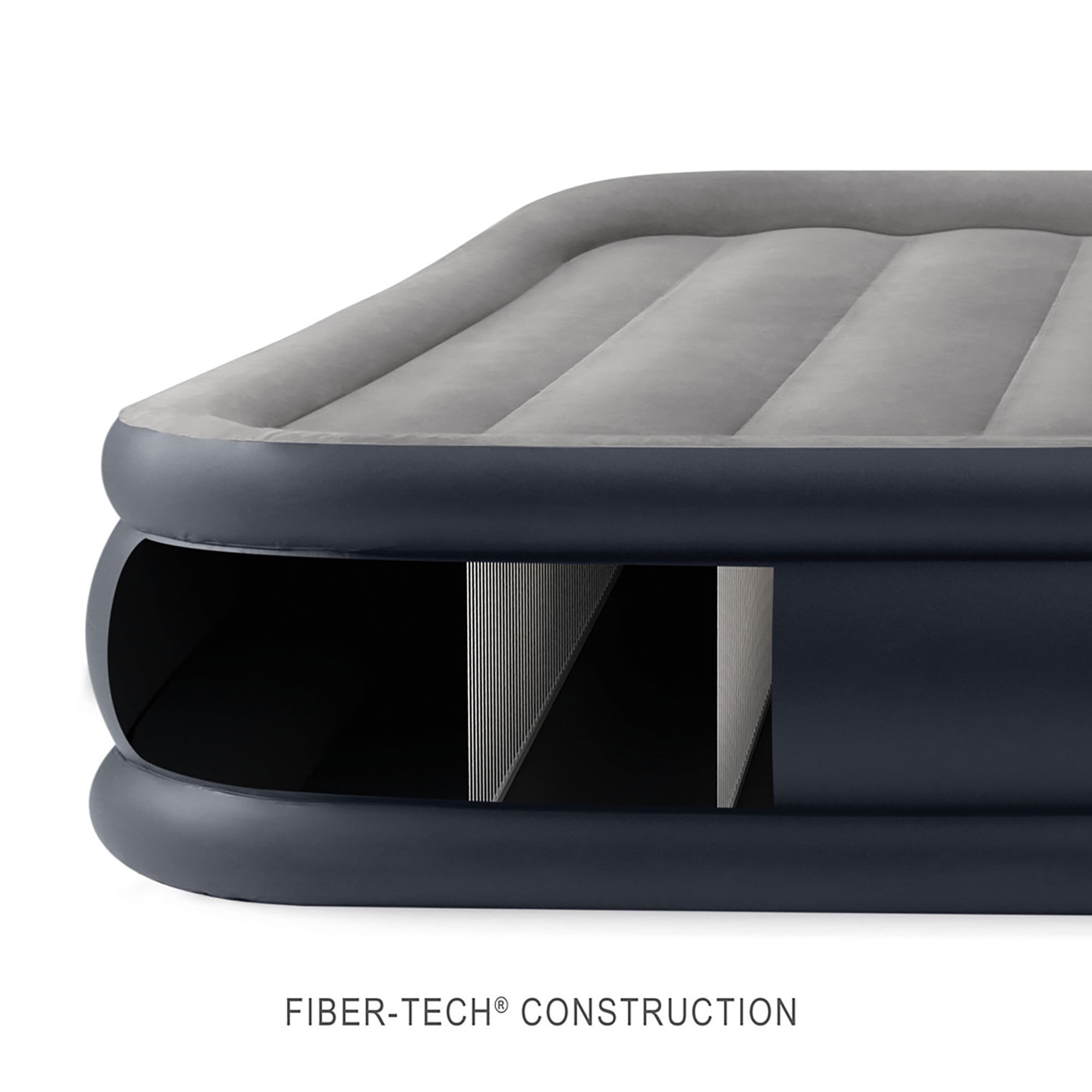 Intex: Dura-Beam: Plus Deluxe Pillow Rest Airbed - Queen - 16.5" Inflatable Air Mattress, Built-In Pump, Fiber-Tech, Carry Bag, 600lb Cap, 64135ED