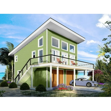 763-706: Modern Contemporary 1 Bed, 1 Bath Luxury Home Plan, 706 Sq Ft: Full Blueprints with License to Build by Home Plan Marketplace - Lesuto