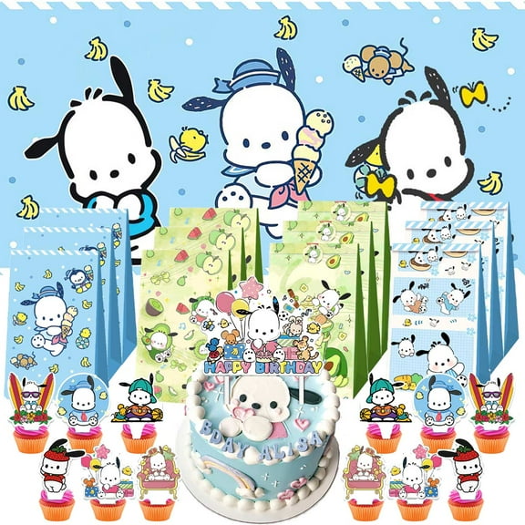 Pochacco Goodie Bags Treat Candy Decorations Party Favor Supplies Birthday Cake Topper Backdrop Banner