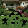 Valentine's Day Yard Decoration - Black Silhouette 'Hand Hearts' with Cherubs