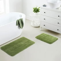 Yafa Home Fashion 2 Piece Solid Microfiber Soft Bathroom Rug Set, Non-Slip TPR Backing