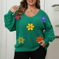 thumbnail image 6 of Weiqiqre Oversized Sweaters for Women Floral Sweater Long Sleeve V-Neck Casual Lounge Colorful Flower Knit Pullover Top, 6 of 8