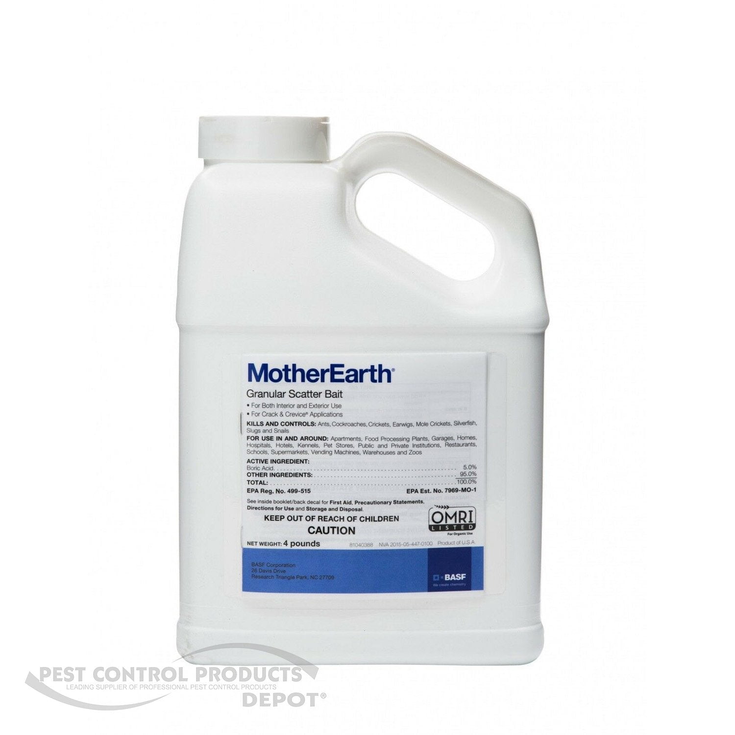 MotherEarth Scatter Bait - OMRI Listed Indoor & Outdoor Insecticide - 4 lb Jug by BASF