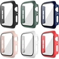 thumbnail image 1 of 6 Pack Hard Case Compatible for Apple Watch Series 8 Series 7 45mm with Built-in Tempered Glass Screen Protector, Thin Bumper Full Coverage Bubble-Free Cover for iWatch Series 8/7 45mm Accessories, 1 of 5