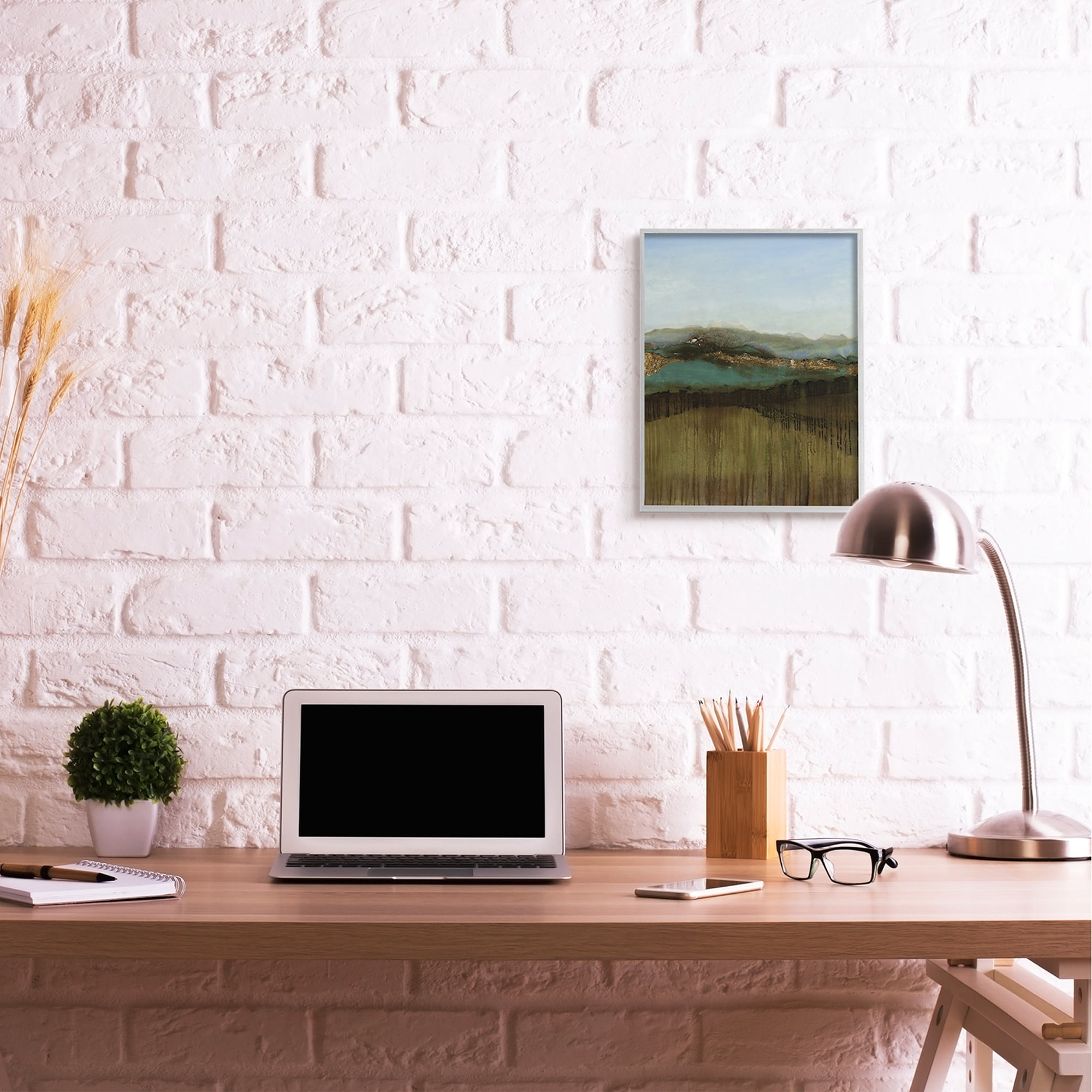 Stupell Industries Abstract Distant Mountain Range Landscape Blue Sky,16 x 20,Designed by Ruth Fromstein