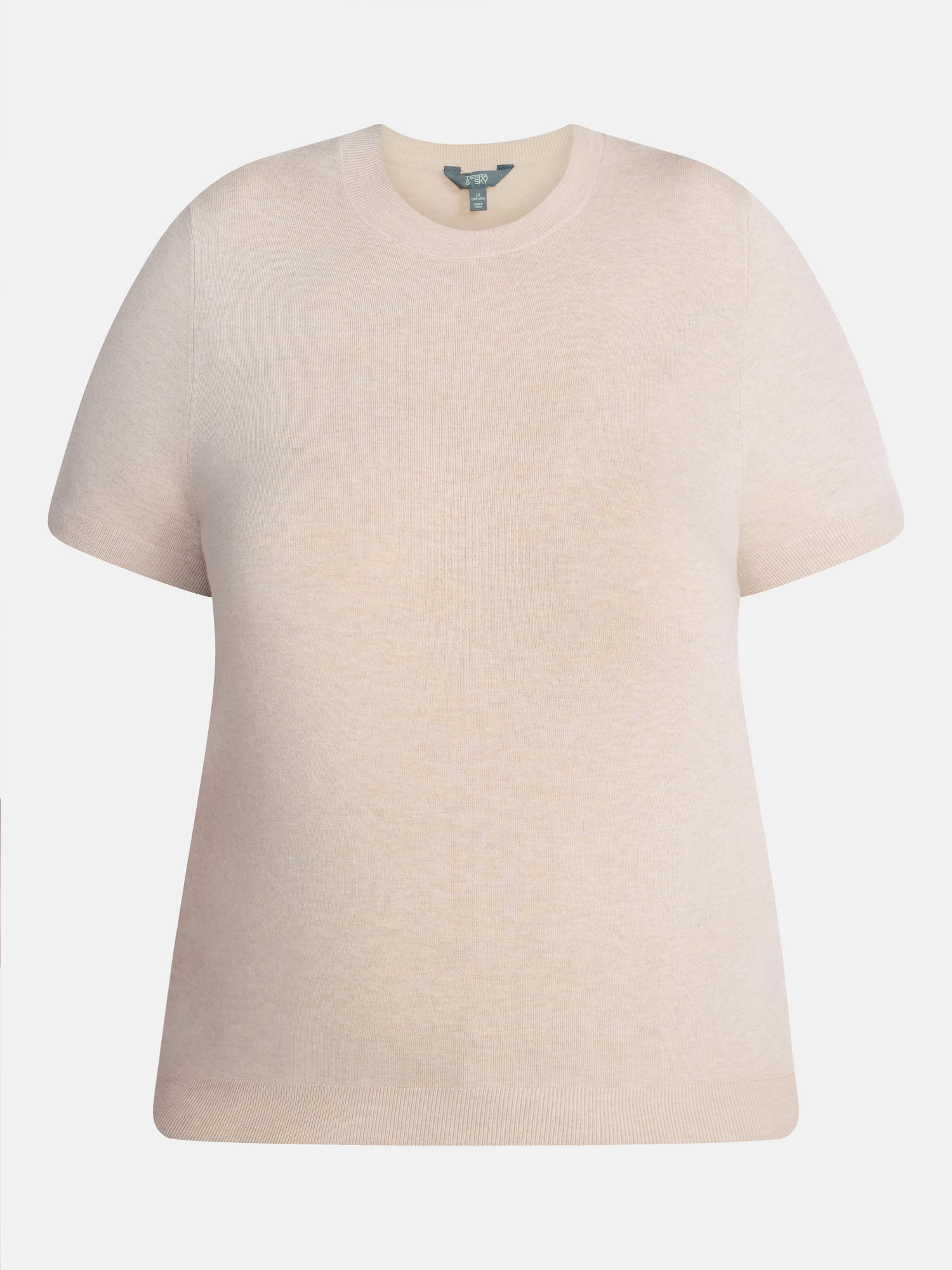 Terra & Sky Women's Plus Sweater Top with Short Sleeves, Lightweight, Sizes 0X-5X