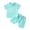 Blue, variant on HCYSFG Girls Graphic Print Outfit Sets 2 Piece Crewneck Short Sleeve T Shirt And Shorts Clothing Sets Side Pockets Ribbed Matching Sets