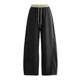 thumbnail image 5 of UACY Girls Sweatpants Bowknot Straight Leg Drawstring Baggy Jogger Pants Y2k Casual Open Bottom Athletic Trousers W/Pocket (Black, 13-14 Years), 5 of 9