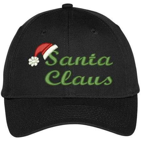 Embroidered Santa Hats Trendy Apparel Shop Santa Claus With Sant Hat Embroidered Adjustable Baseball Cap - Black ()