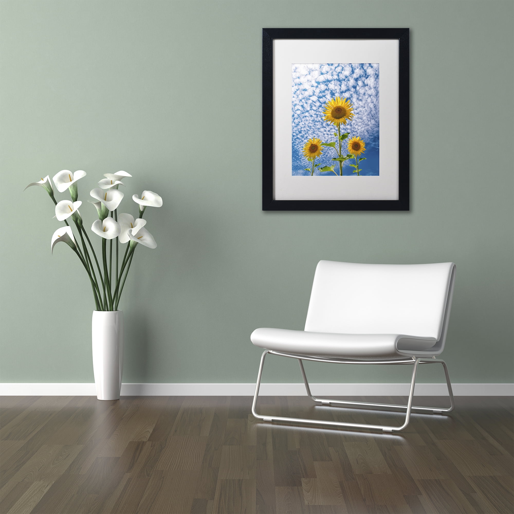 Trademark Fine Art 'Sunflower Triad' Black Framed Art by Michael Blanchette Photography