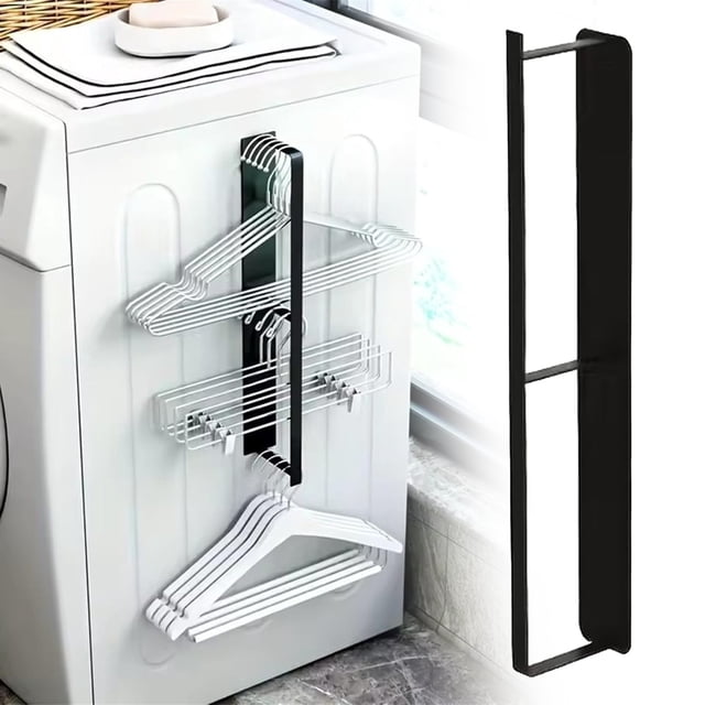 HANDIED Household hooks Laundry Room Organization Extendable Hanger Storage Rack For Washing Machine Closet Laundry Room Hanger Holder Organizer Stacker For Adult Kids Velvet Hangers Hanger