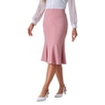 thumbnail image 4 of INSPIRE CHIC Women's High Waist Flare Hem Elegant Work Midi Fishtail Skirt L Pink, 4 of 6