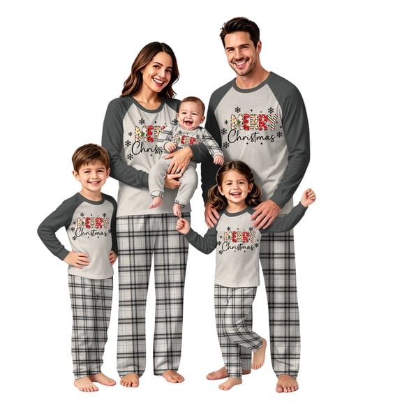 Lvotionpl 2026 Family Christmas Pajamas Matching Sets, Match Family Christmas Pjs Long Sleeve Top & Pants Set Matching Holiday Family Pajama Xmas Sets