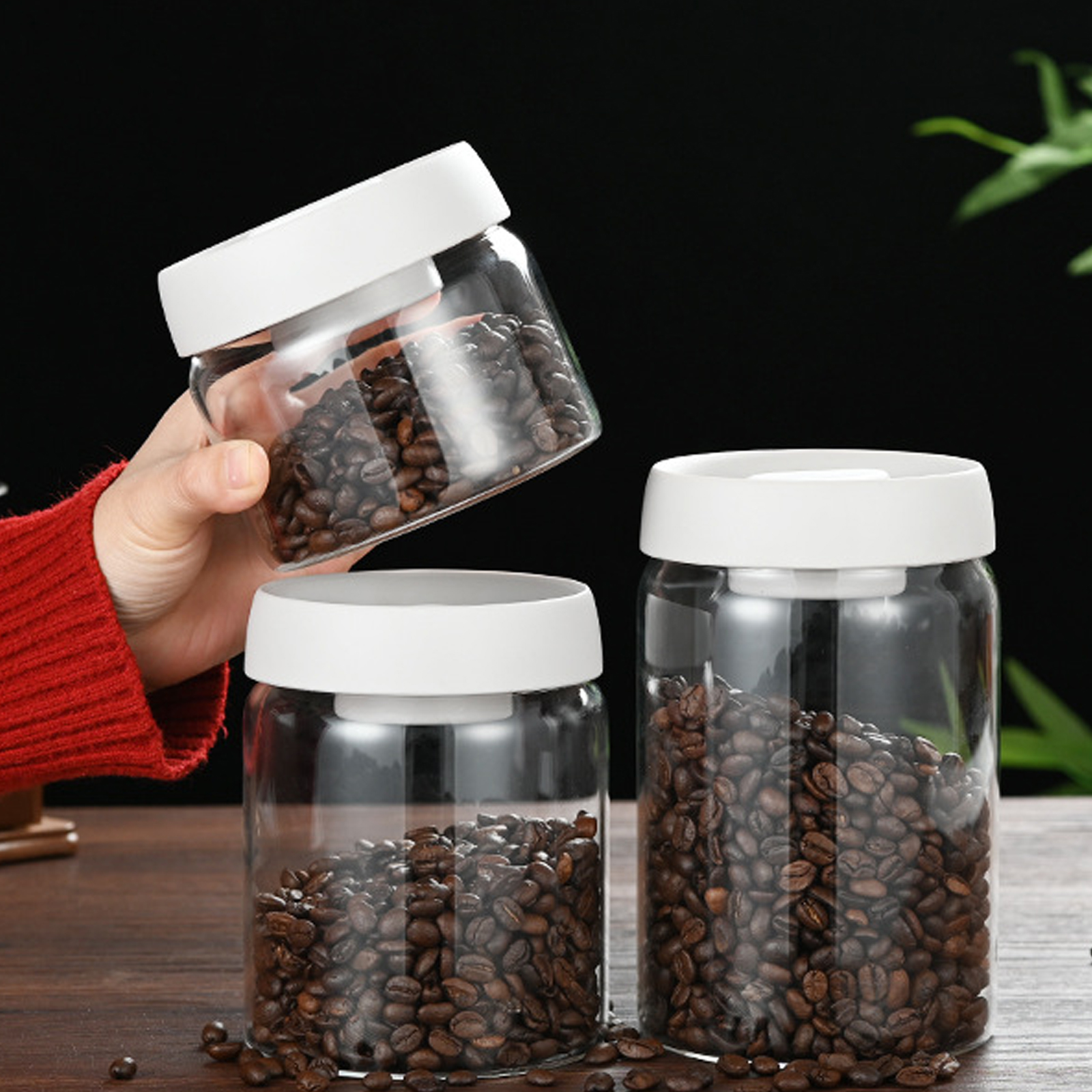 Travel Friendly Coffee Jar Leakproof Press Down Vacuum Seal Glass Container With Portable Design