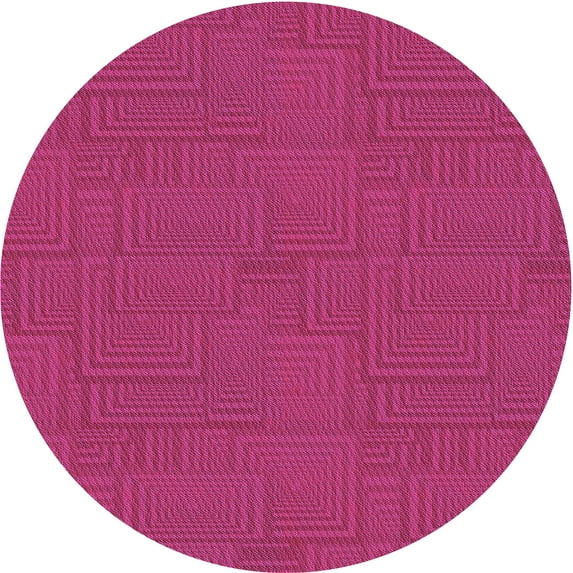 Ahgly Company Indoor Round Patterned DeepPink Area Rugs, 6' Round