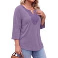 thumbnail image 3 of Fantaslook 3/4 Sleeve Womens Plus Size Tops V Neck Lace Blouses Casual Tunic Shirts L-5XL, 3 of 9