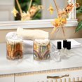 thumbnail image 4 of Yayeee 4 Pack Qtip Holder Bathroom Cotton Swab Canister with Lid Clear Dispenser Set, Beige Rainbow, 4 of 6