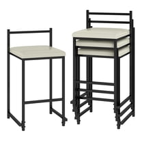 Gymax 26'' Stackable Counter Height Bar Stools Set of 4 w/Back Metal Frame & Footrest Black