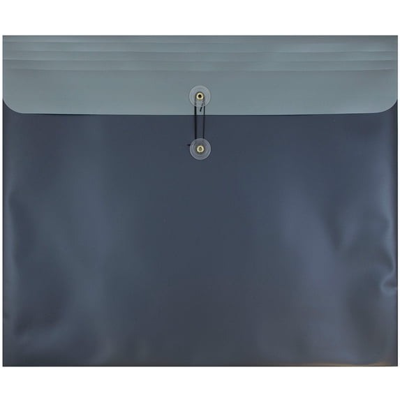 Metallic Charcoal Blue (13 x 13) Button & String Plastic Envelope - 12 envelopes per pack
