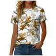 thumbnail image 4 of larppty Women Camo Shirt Top Y2K Maple Leaf Graphic Tee Short Sleeve Loose Fit Round Neck T Shirt Streetwear (Beige, XXL), 4 of 7