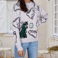 thumbnail image 4 of Suéter de punto Gibobby con estampado de dinosaurio para mujer Blanco L, 4 of 5