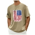 thumbnail image 3 of Gvdentm Mens Shirts USA Flag 4th of July Independence Day American Flag Men's Tee Shirt A07-Khaki,XL, 3 of 5