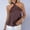 *Brown, variant on Women's Polka Dot Halter Top,Backless Tie Back Sleeveless Blouse Blue,Women's Plus XS