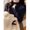 Navy Blue, variant on Womens Blue Ribbed Knit Sweater, Half Turtleneck With Ornamental Button