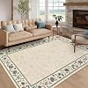 6x9 Modern Abstract Area Rug, Non Slip Rubber Backing Washable Low Pile Hallway Kitchen Carpet,Beige