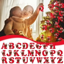 HomeDM Letter A Ornaments, 26 Letter Christmas Tree Decorative 3.54" Red Hanging Pendant for Party Event, Xmas Alphabet for Craft Ornaments Gifts for Women Men