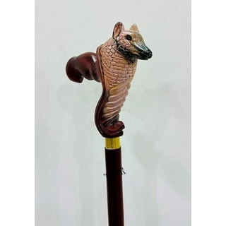 Wolf Cane Wooden Walking Stick Ergonomic Palm Grip Handle, Wood Carved  Walking Cane for Men Women, Comfortable Accessory Best Gift Idea 